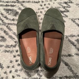 Toms Olive Green Suede Slip-Ons size 7.5 women